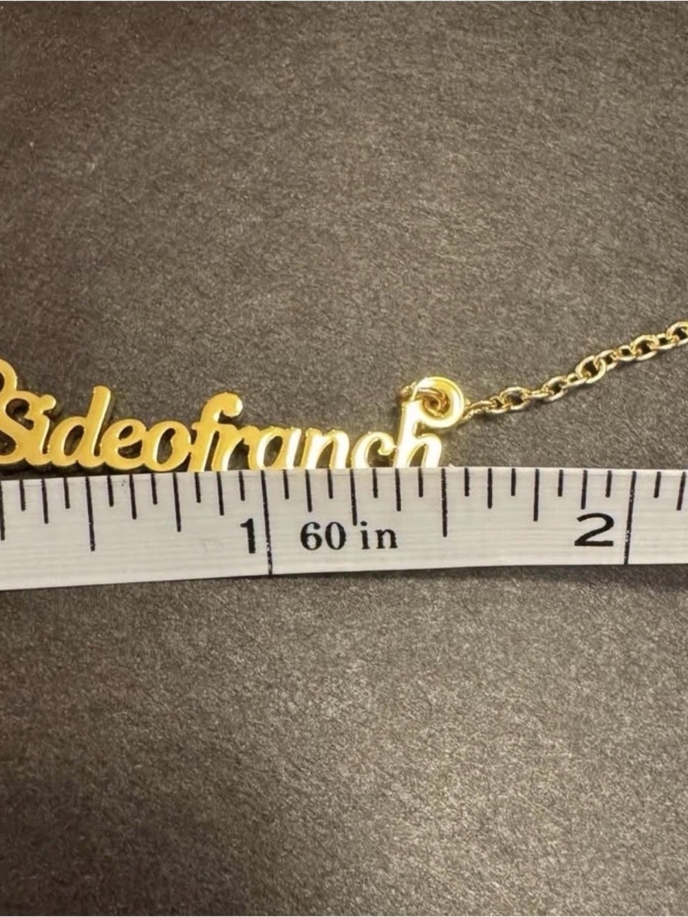 SIDE OF RANCH Script gold plated chain necklace - Picture 4 of 7